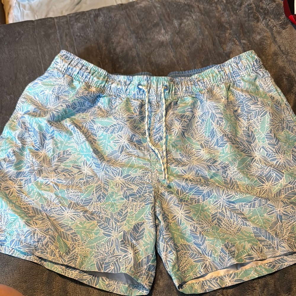 Goodfellow & Co Blue and Green Swim Trunks Tropical Design
